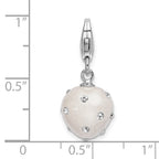 Sterling Silver Rhodium-plated Click-on White Ferido and Stellux Crystal Heart Charm
