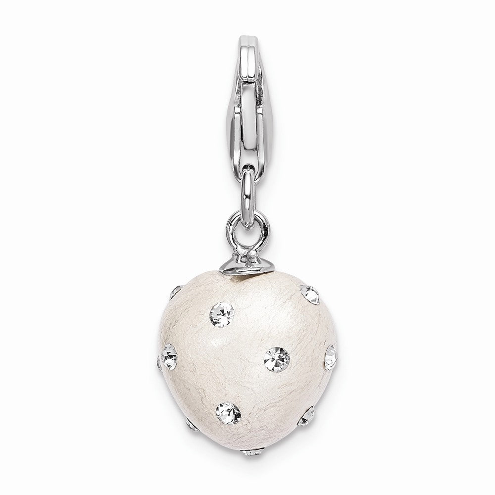 Sterling Silver Rhodium-plated Click-on White Ferido and Stellux Crystal Heart Charm