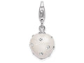 Sterling Silver Rhodium-plated Click-on White Ferido and Stellux Crystal Heart Charm