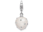 Sterling Silver Rhodium-plated Click-on White Ferido and Stellux Crystal Heart Charm