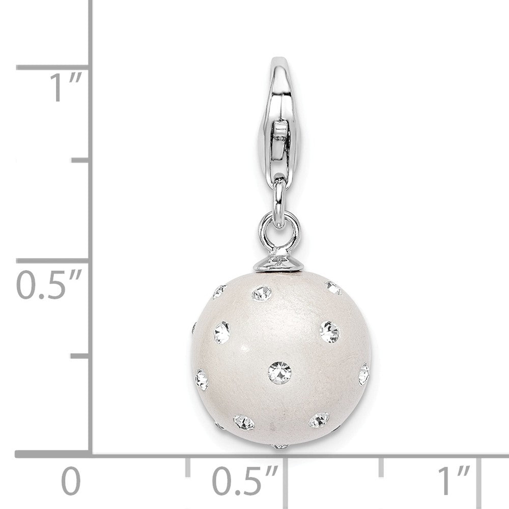 Sterling Silver Rhodium-plated Click-on White Ferido and Stellux Crystal Ball Charm
