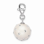 Sterling Silver Rhodium-plated Click-on White Ferido and Stellux Crystal Ball Charm