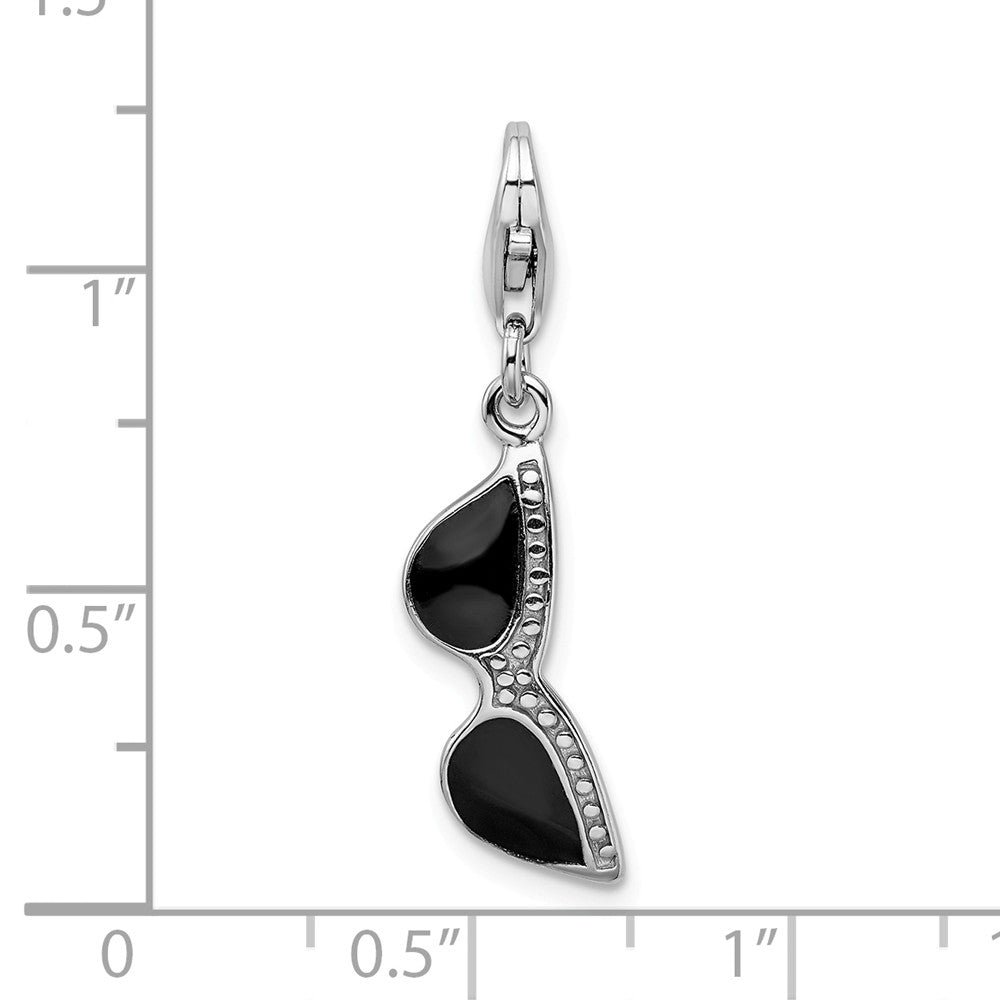 Sterling Silver Rhodium-plated Click-on Enamel Sunglasterling Silver Charm