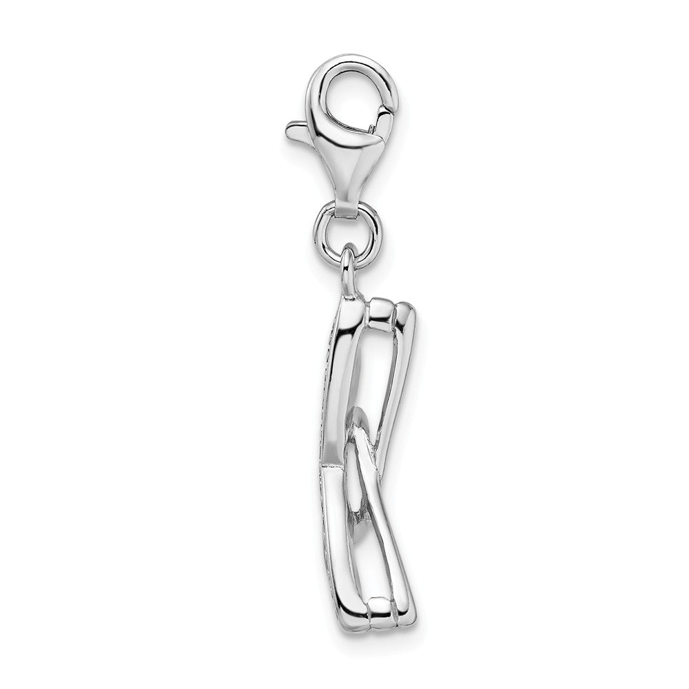Sterling Silver Rhodium-plated Click-on Enamel Sunglasterling Silver Charm