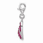 Sterling Silver Rhodium-plated Click-on Stellux Crystal Pink Awarenesterling Silver Charm