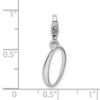 Sterling Silver Rhodium-plated Number 0 With Lobster Clasp Charm
