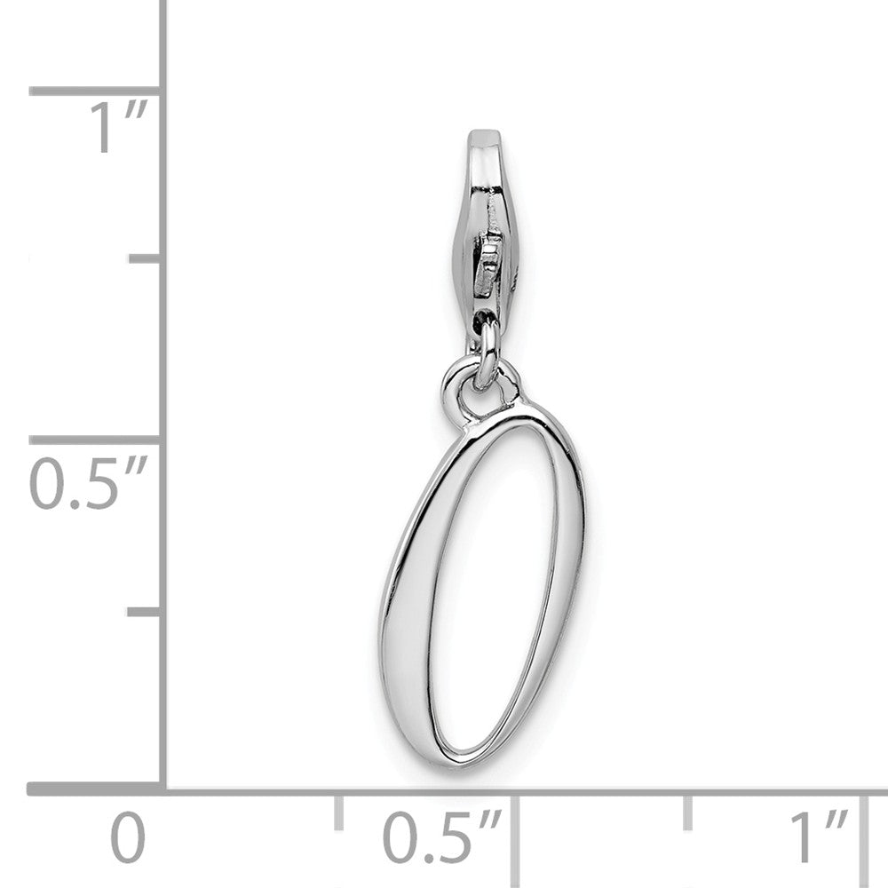 Sterling Silver Rhodium-plated Number 0 With Lobster Clasp Charm
