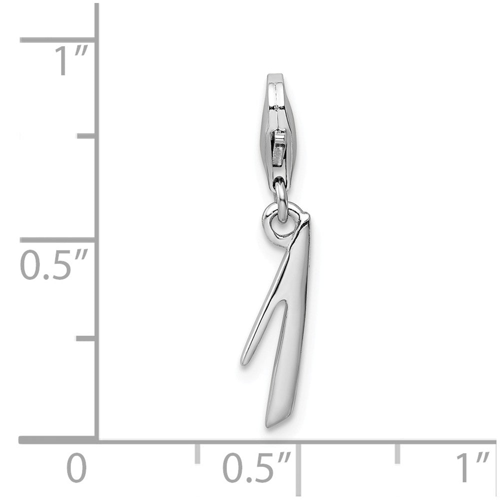Sterling Silver Rhodium-plated Number 1 With Lobster Clasp Charm