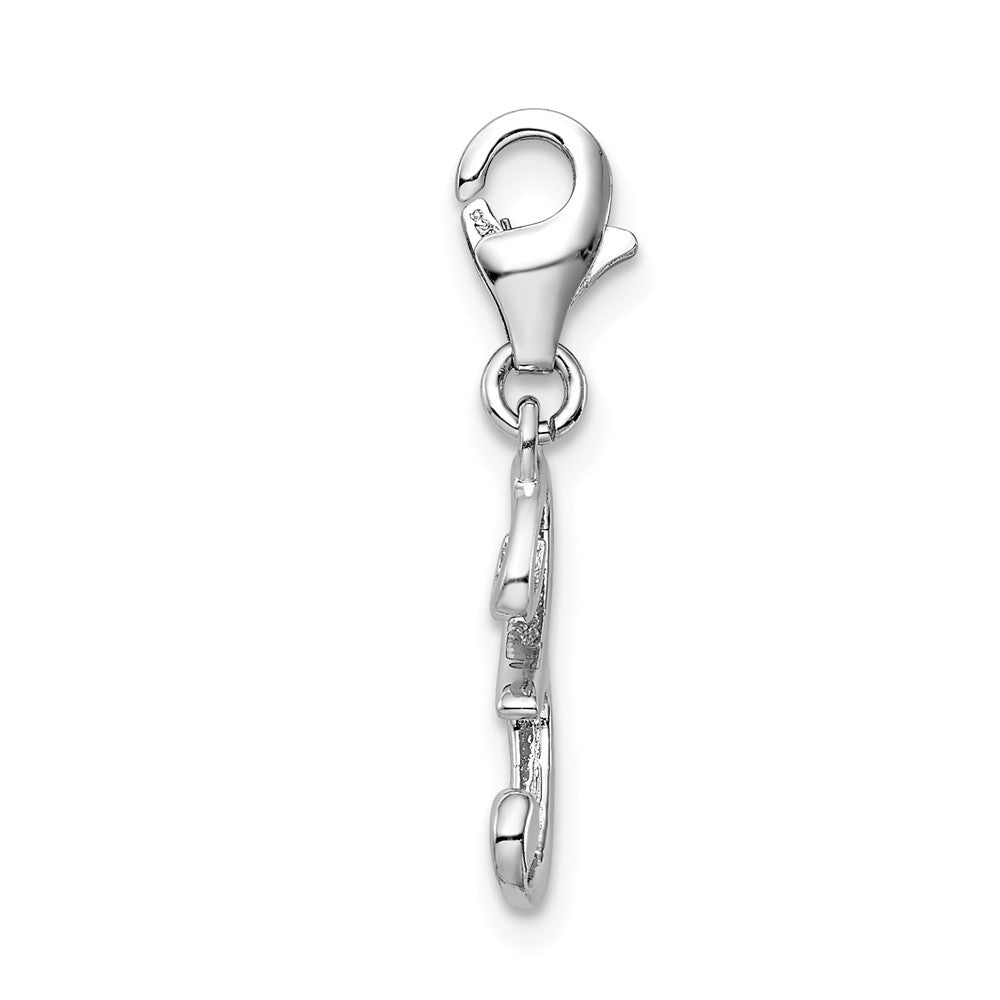Sterling Silver Rhodium-plated Number 3 With Lobster Clasp Charm