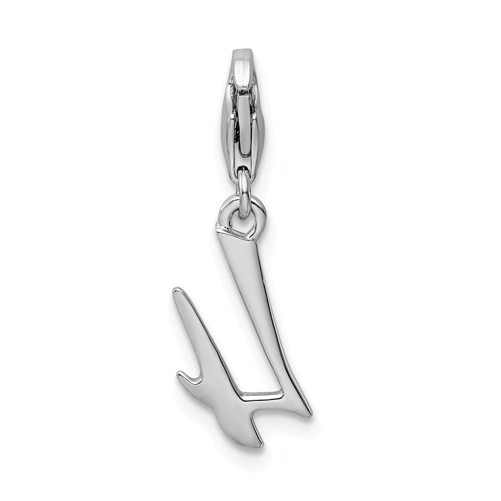 Sterling Silver Rhodium-plated Number 4 With Lobster Clasp Charm