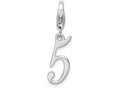 Sterling Silver Rhodium-plated Number 5 With Lobster Clasp Charm