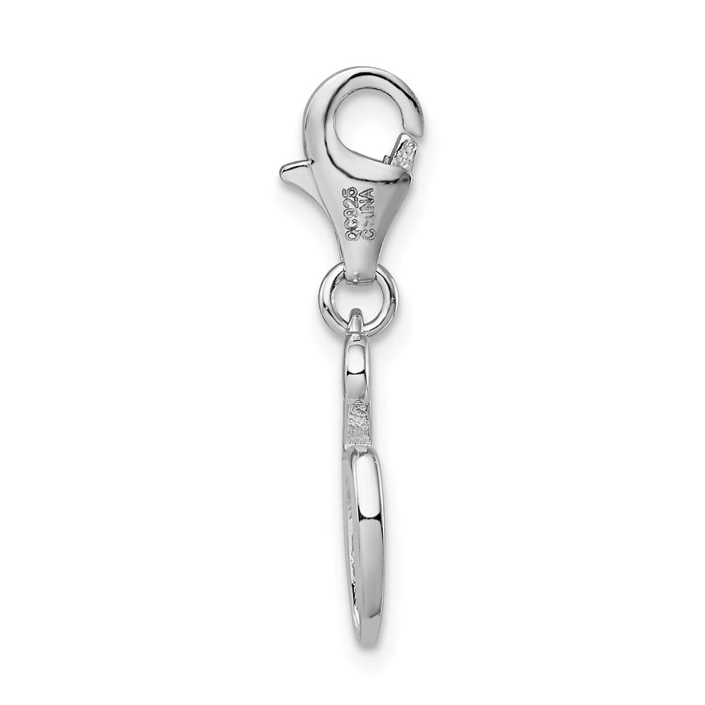 Sterling Silver Rhodium-plated Number 6 With Lobster Clasp Charm