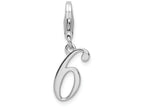 Sterling Silver Rhodium-plated Number 6 With Lobster Clasp Charm