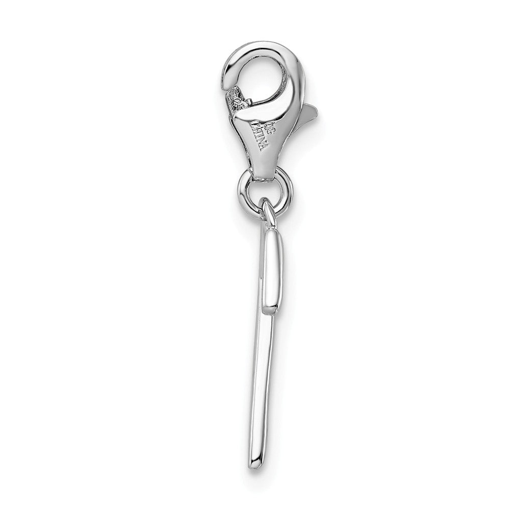 Sterling Silver Rhodium-plated Number 7 With Lobster Clasp Charm