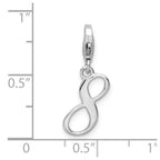 Sterling Silver Rhodium-plated Number 8 With Lobster Clasp Charm