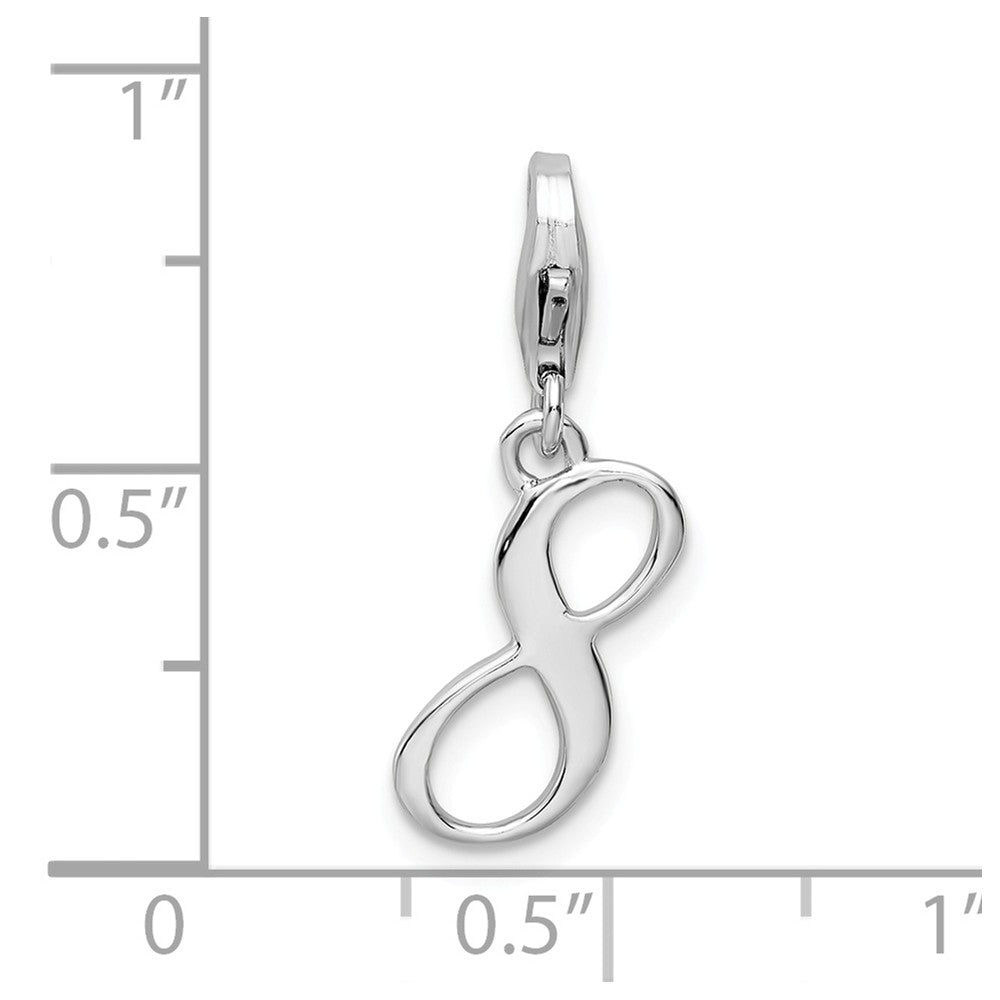 Sterling Silver Rhodium-plated Number 8 With Lobster Clasp Charm