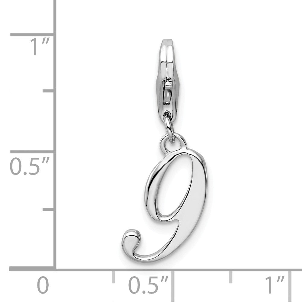 Sterling Silver Rhodium-plated Number 9 With Lobster Clasp Charm