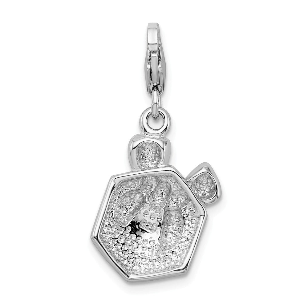 Sterling Silver Rhodium-plated Red Enameled Present With Lobster Clasp Charm