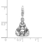Sterling Silver 3-d Antiqued Buddha With Lobster Clasp Charm