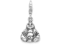 Sterling Silver 3-d Antiqued Buddha With Lobster Clasp Charm