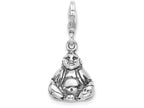 Sterling Silver 3-d Antiqued Buddha With Lobster Clasp Charm