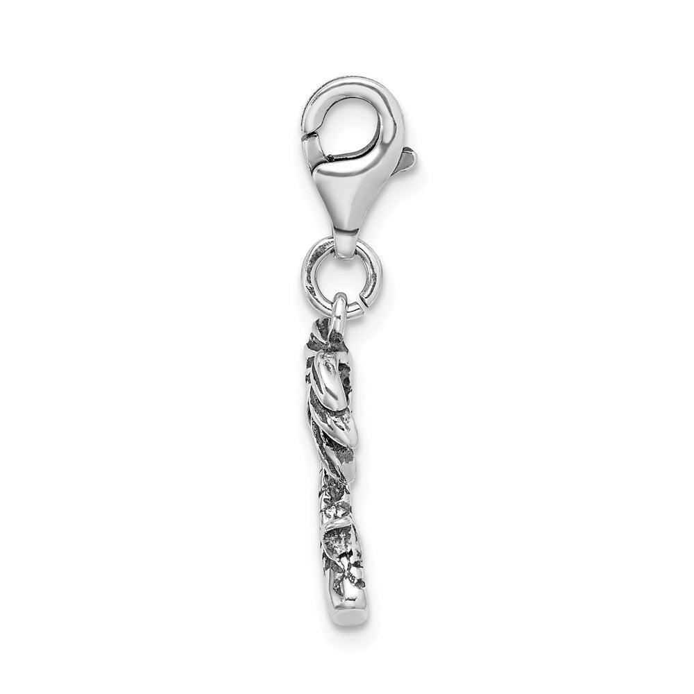 Sterling Silver 3-d Antiqued Palm Tree With Lobster Clasp Charm
