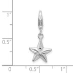 Sterling Silver Rhodium-plated 2-d Diamond-cut Star With Lobster Clasp Charm