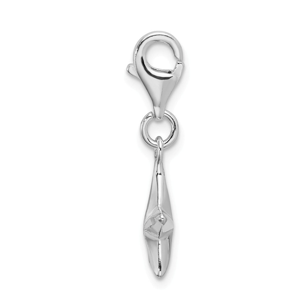 Sterling Silver Rhodium-plated 2-d Diamond-cut Star With Lobster Clasp Charm