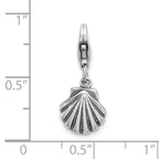 Sterling Silver Antiqued Clam Shell With Lobster Clasp Charm