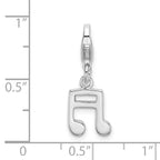 Sterling Silver Rhodium-plated Polished Beamed Sixteenth Note With Lobster Clasp Charm