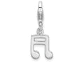 Sterling Silver Rhodium-plated Polished Beamed Sixteenth Note With Lobster Clasp Charm