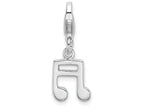 Sterling Silver Rhodium-plated Polished Beamed Sixteenth Note With Lobster Clasp Charm