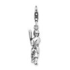 Sterling Silver 3-d Antiqued Baseball Player With Lobster Clasp Charm