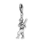 Sterling Silver 3-d Antiqued Baseball Player With Lobster Clasp Charm