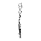 Sterling Silver 3-d Antiqued Violin With Lobster Clasp Charm