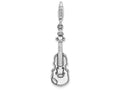 Sterling Silver 3-d Antiqued Violin With Lobster Clasp Charm