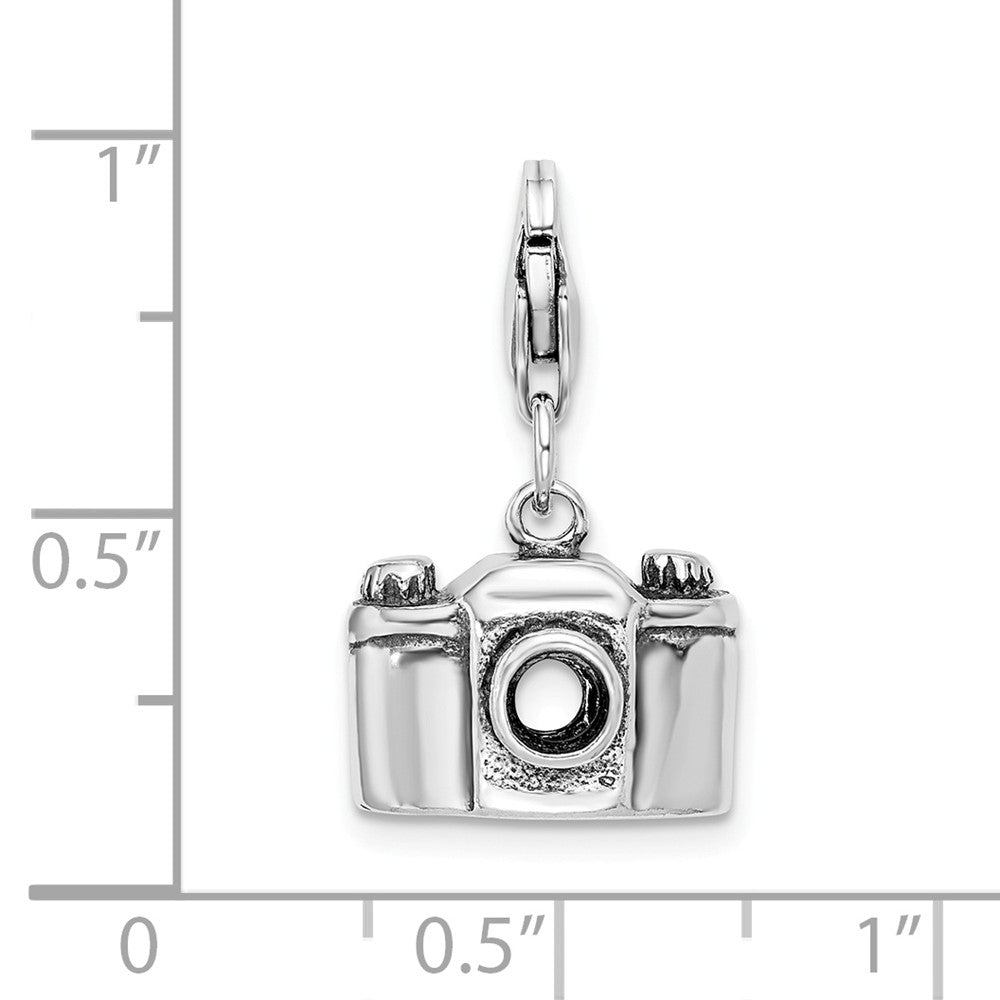 Sterling Silver Antiqued Camera With Lobster Clasp Charm