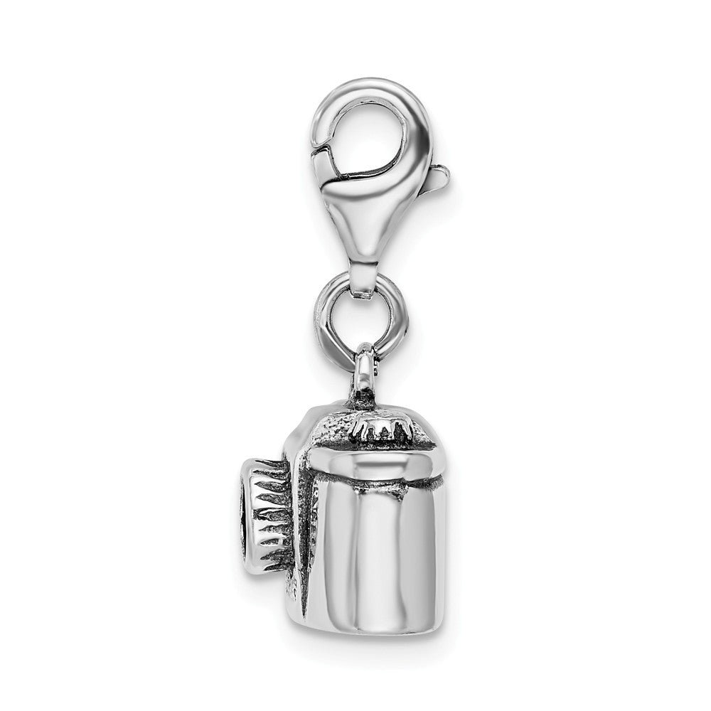 Sterling Silver Antiqued Camera With Lobster Clasp Charm