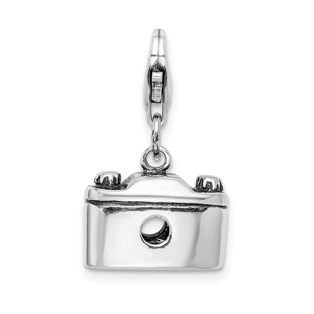 Sterling Silver Antiqued Camera With Lobster Clasp Charm