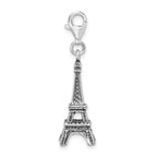 Sterling Silver 3-d Antiqued Effiel Tower With Lobster Clasp Charm