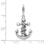 Sterling Silver 3-d Antiqued Anchor and Rope With Lobster Clasp Charm