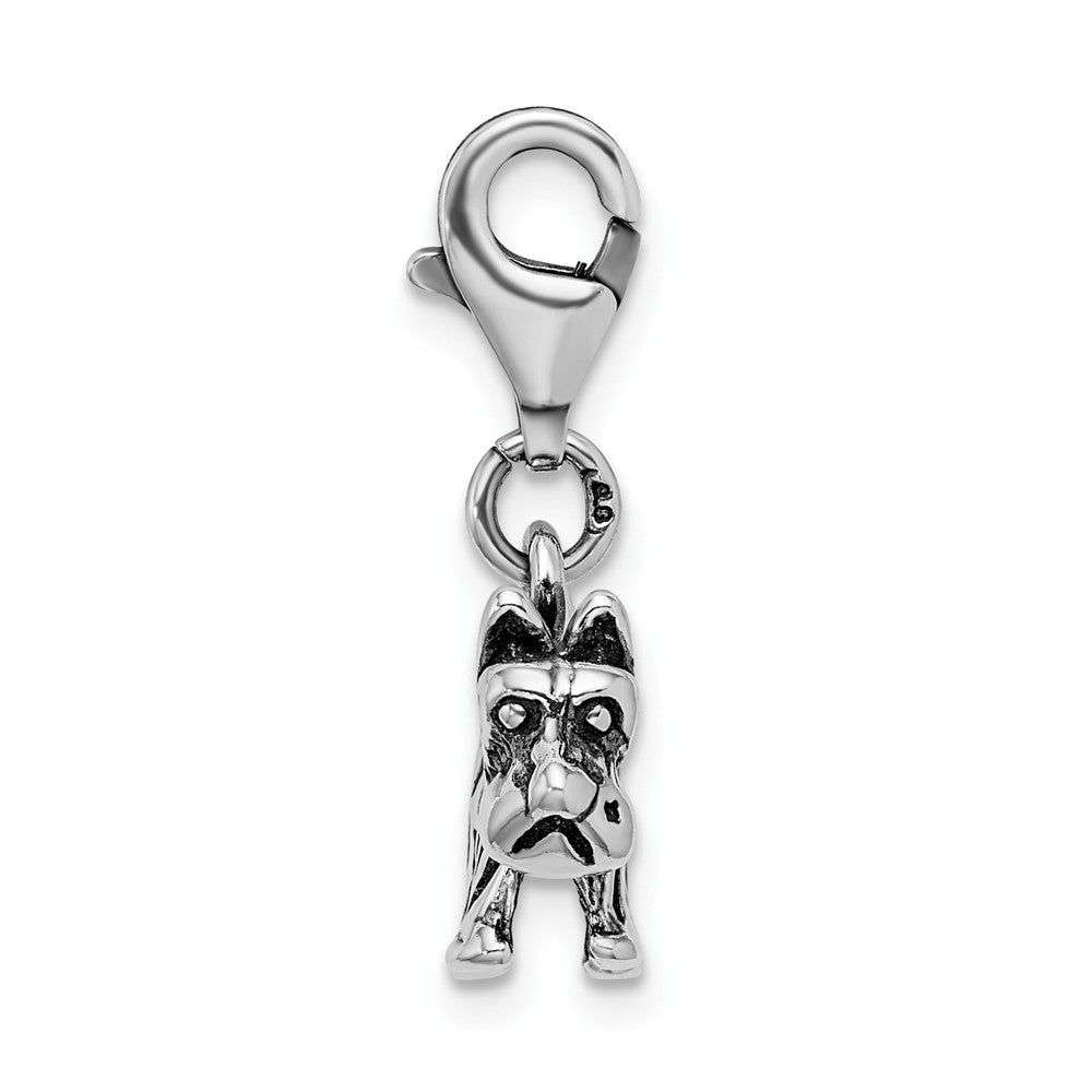 Sterling Silver 3-d Antiqued Scottie Dog With Lobster Clasp Charm