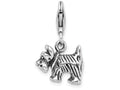 Sterling Silver 3-d Antiqued Scottie Dog With Lobster Clasp Charm