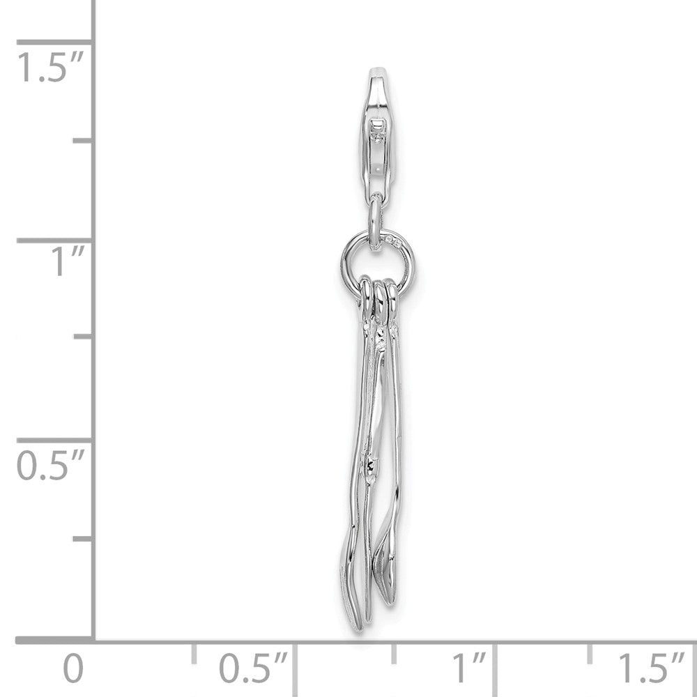 Sterling Silver Rhodium-plated Cutlery With Lobster Clasp Charm