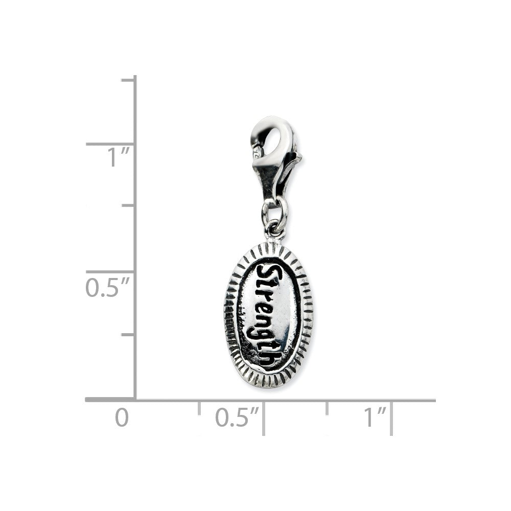 Sterling Silver Antiqued Strength With Lobster Clasp Charm