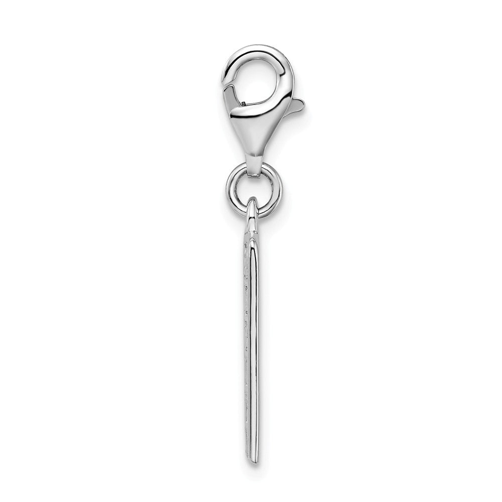 Sterling Silver Rhodium-plated Bingo Card With Lobster Clasp Charm