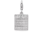 Sterling Silver Rhodium-plated Bingo Card With Lobster Clasp Charm
