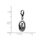 Sterling Silver Antiqued Mom With Lobster Clasp Charm