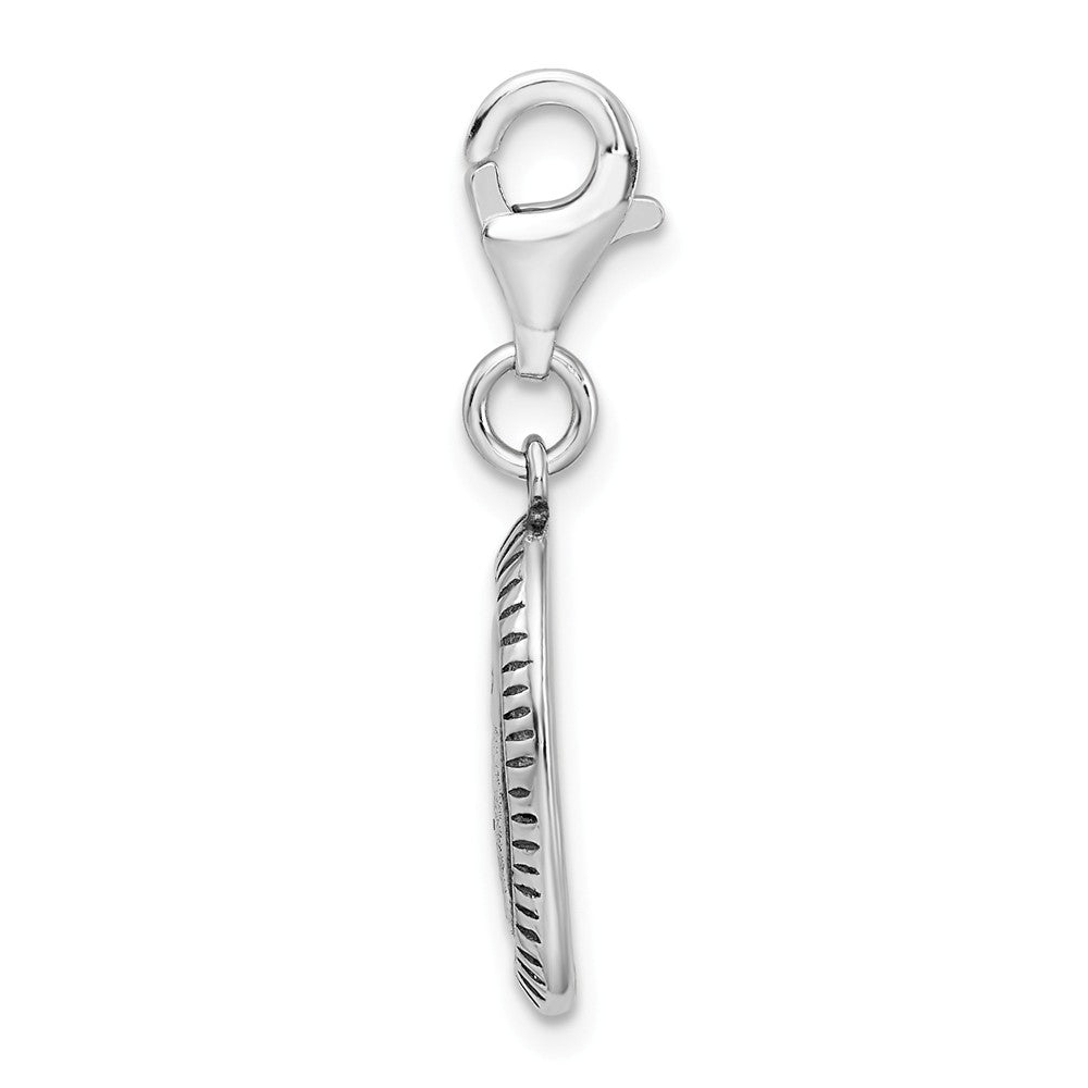 Sterling Silver Antiqued Mom With Lobster Clasp Charm