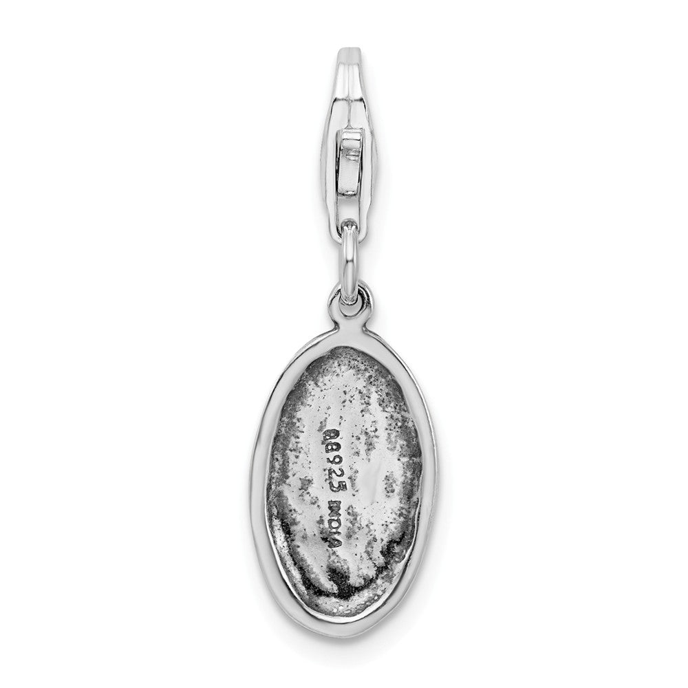 Sterling Silver Antiqued Mom With Lobster Clasp Charm